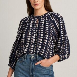 Apiece apart navy galleta relaxed fit blouse